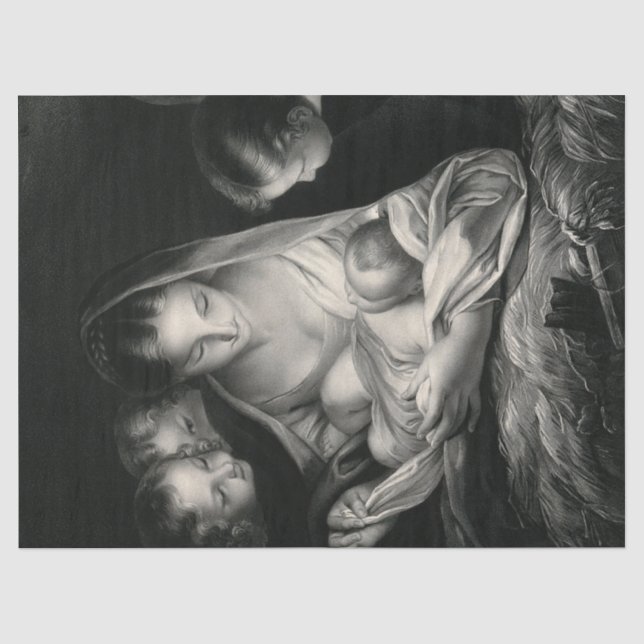 Papier Mousseline Nativité Naissance de Jésus Christ Anges Vierge Ma (Recto)