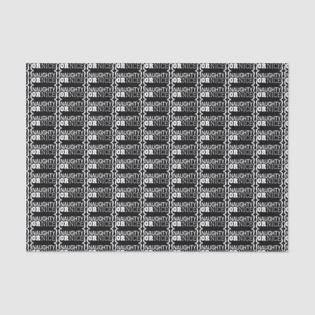 Papier Mousseline Naughty ou Nice sur papier de tissus noir (Recto)