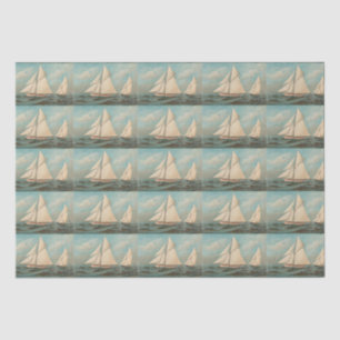 Papier Mousseline Nautical Voiliers Anciens En Course #1 Carrelé