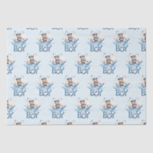 Papier Mousseline Nautique mignonne ours en peluche Bateau bleu C'es