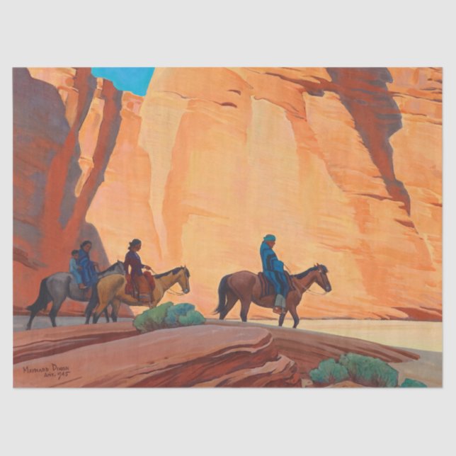 Papier Mousseline Navajos dans un canyon par Maynard Dixon (Recto)