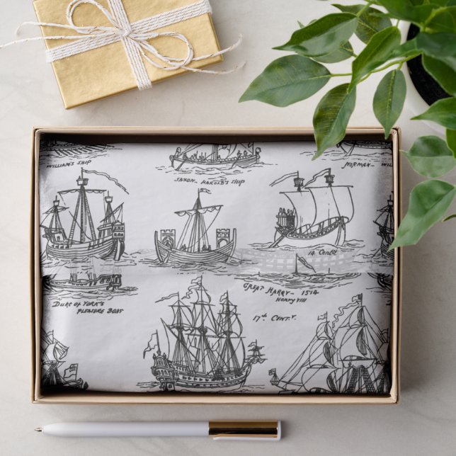 PAPIER MOUSSELINE NAVIRE D'ANCIEN (Cadeau)