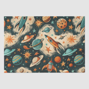 Papier Mousseline Navires-fusée vintages pour engins spatiaux Motif