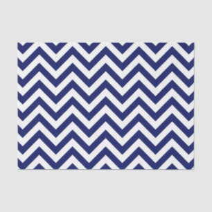 Papier Mousseline Navy Blue and White Large Chevron Zig Zag