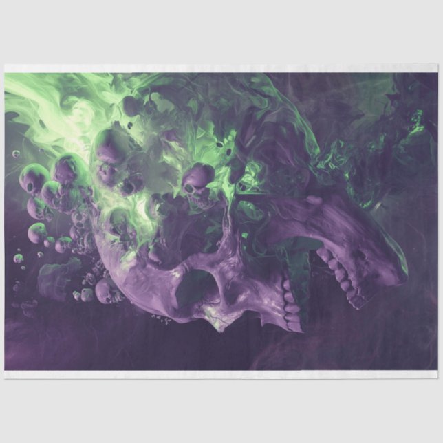 Papier Mousseline Nebular du crâne Echos Purple Green Découpage (Recto)
