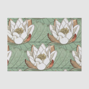 Papier Mousseline Nénuphar blanc Floral Art Nouveau