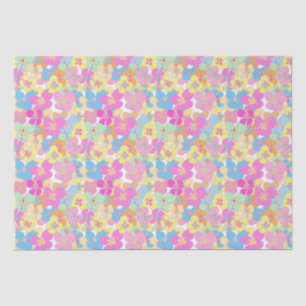 Papier Mousseline Neon Moderne Rétro Floral Pansy Rose