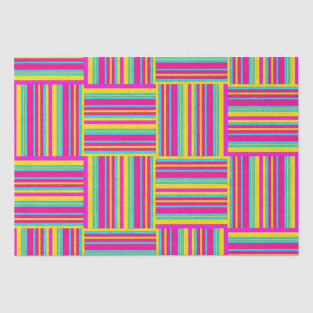 Papier Mousseline Neon Multicolored Carrés tissés (Recto)