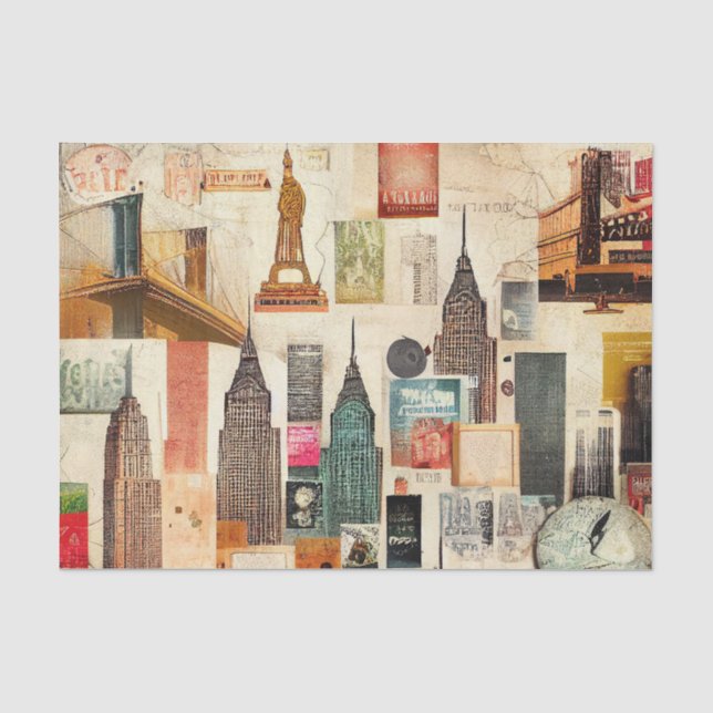 Papier Mousseline New York City Découpage Tissu (Recto)