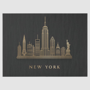 Papier Mousseline New York Skyline Gold Line Art