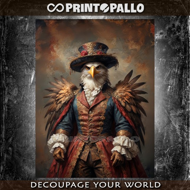Papier Mousseline Noble Victorien habillé Aigle avec chapeau haut (Créateur téléchargé)