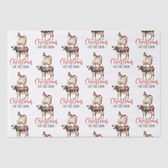 Papier Mousseline Noël à la ferme Barnyard animal (Recto)