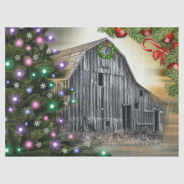 Papier Mousseline Noël à la grange (Recto)