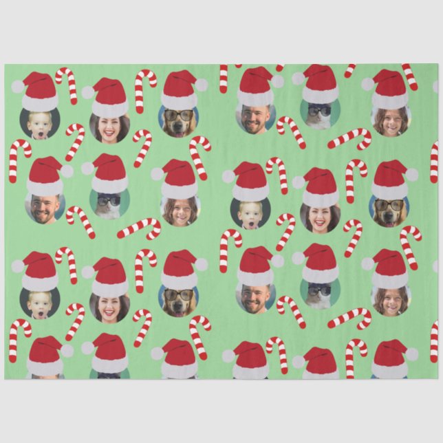 Papier Mousseline Noël Amusant Photo de famille Chapeaux de Père Noë (Recto)