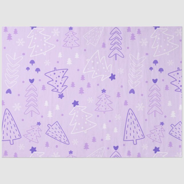 Papier Mousseline Noël Arbres Coeurs Étoiles Noël (Recto)