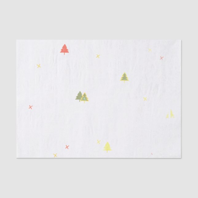 Papier Mousseline NOËL ARBRES Tissu Papier (Recto)