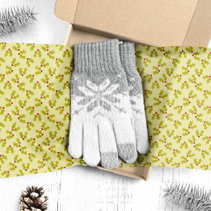 Papier Mousseline Noël au houx vert et aux baies