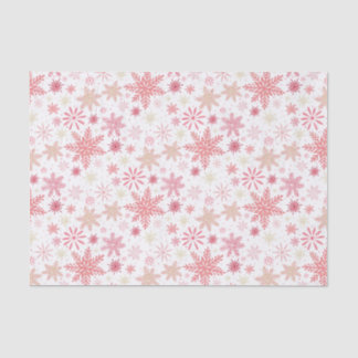 Papier Mousseline Noël aux flocons de neige rose pâle