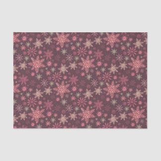 Papier Mousseline Noël aux flocons de neige roses