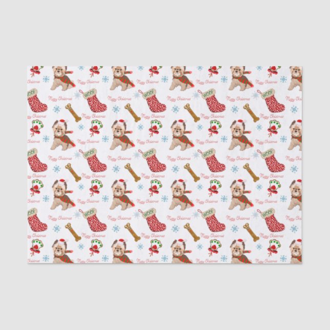 Papier Mousseline Noël avec Yorkie (Recto)