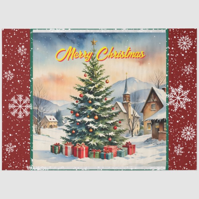 Papier Mousseline Noël belle collection Festive ancienne (Recto)