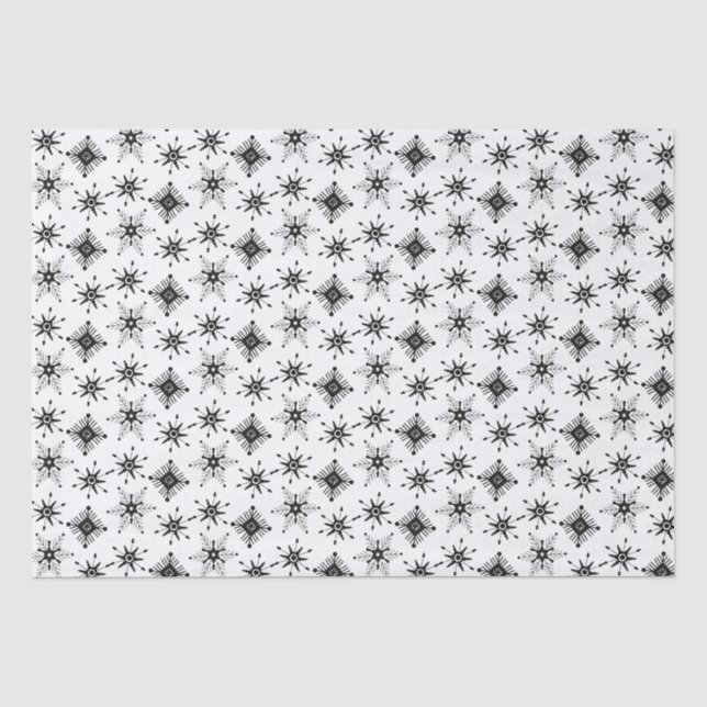 Papier Mousseline Noël Black Snowflakes Motif sans couture (Recto)