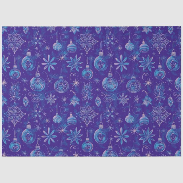 Papier Mousseline Noël bleu Ornements Noël Noël (Recto)