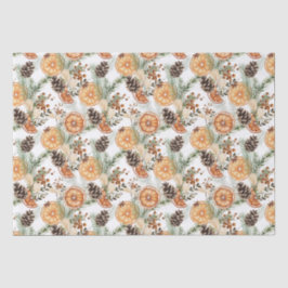 Papier Mousseline Noël botanique d'agrumes rustique