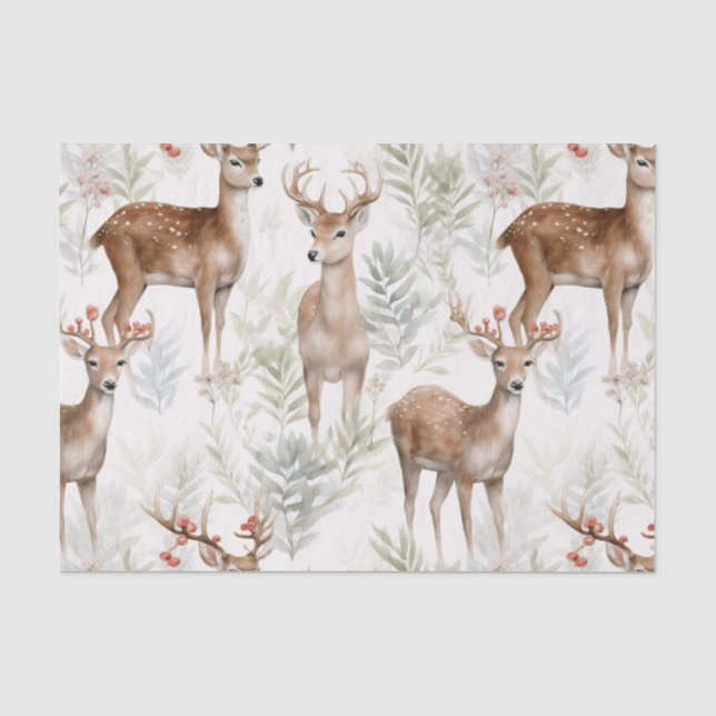 Papier Mousseline Noël Cerf Motif sans couture (Recto)