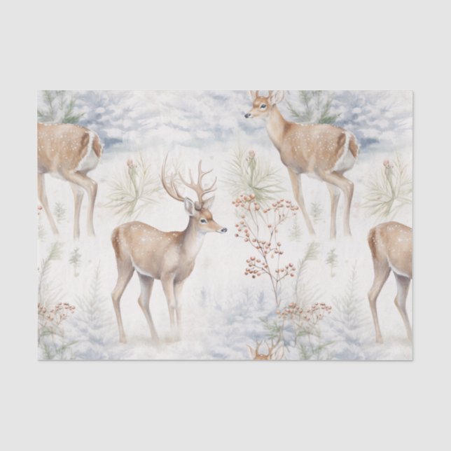 Papier Mousseline Noël Cerf Motif sans couture (Recto)