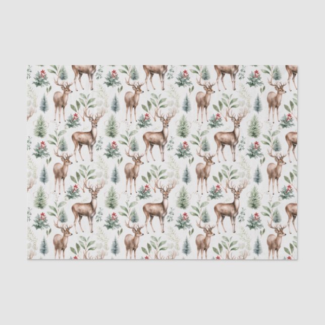 Papier Mousseline Noël Cerf Motif sans couture (Recto)