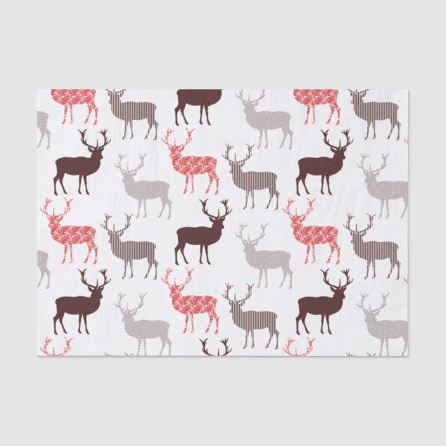 Papier Mousseline Noël Cerf / Reindeer Motif décoratif (Recto)