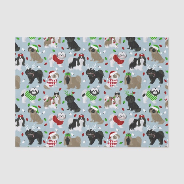 Papier Mousseline Noël Chih Tzu Chiens Papier Tissu (Recto)