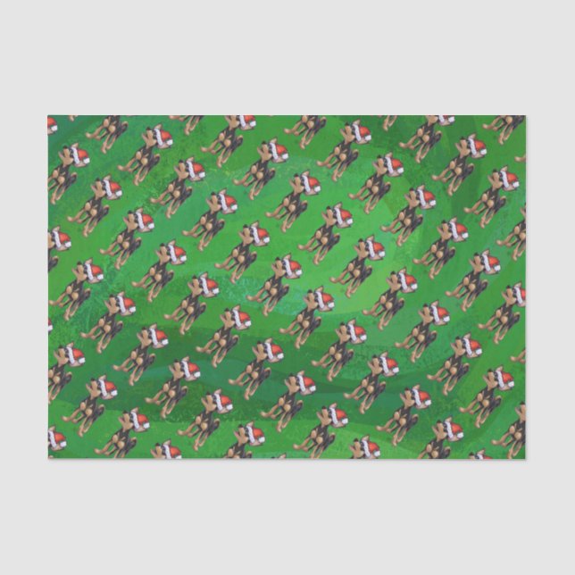 Papier Mousseline Noël Chihuahua sur vert (Recto)