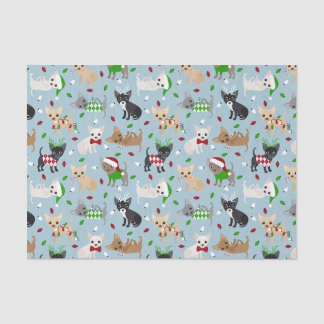 Papier Mousseline Noël Chihuahua Tous les manteaux Papier Tissu (Recto)