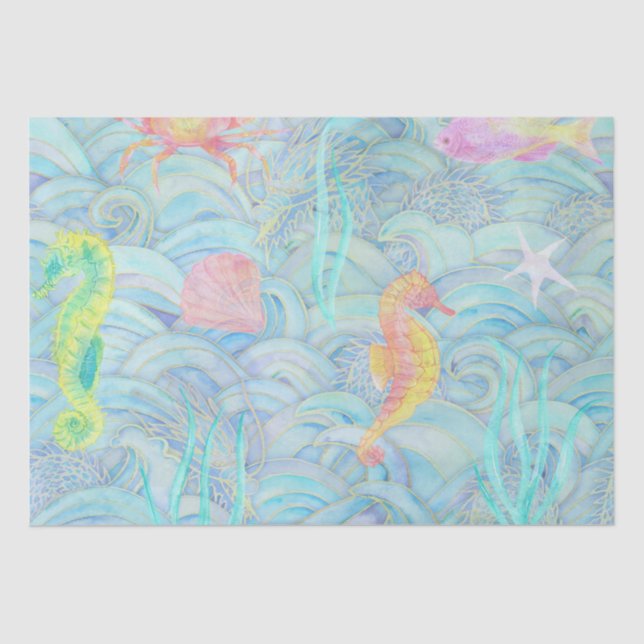 Papier Mousseline Noël côtier mignon Créatures sous-marines (Recto)