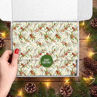 Papier Mousseline Noël Cozy Woodland Cônes de Pin & Branches