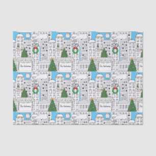 Papier Mousseline Noël dans la ville Personnalisé à la main