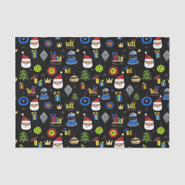Papier Mousseline Noël de fête moderne d'ornements lunatiques (Recto)