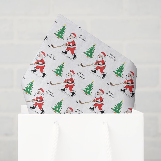 Papier Mousseline Noël de Hockey Père Noël (Sac cadeau)