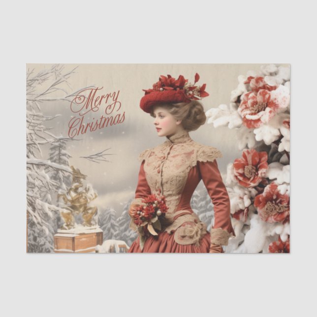 Papier Mousseline Noël de la dame victorienne (Recto)