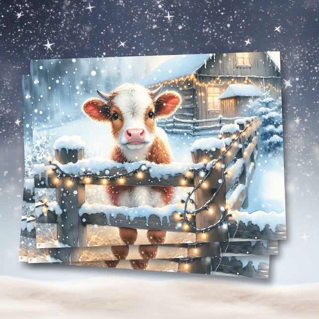 Papier Mousseline Noël de la vache festive mignonne (Créateur téléchargé)