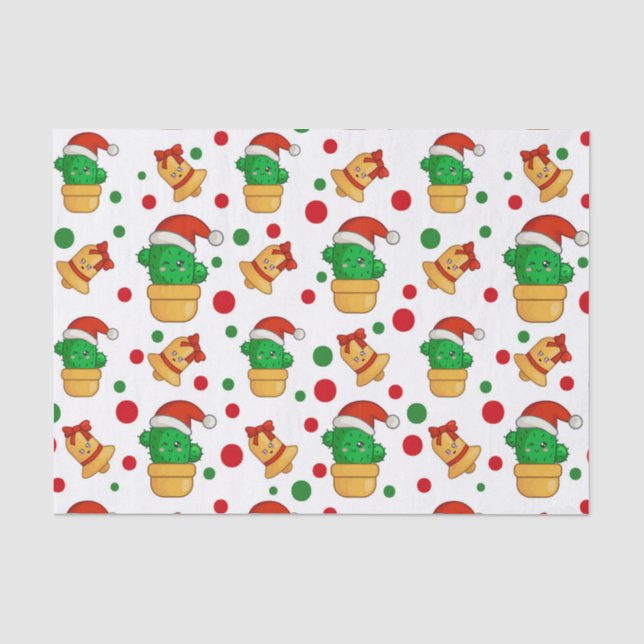 Papier Mousseline Noël des Cactus tropicaux (Recto)