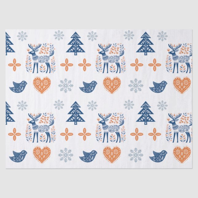 Papier Mousseline Noël des cerfs scandinaves (Recto)