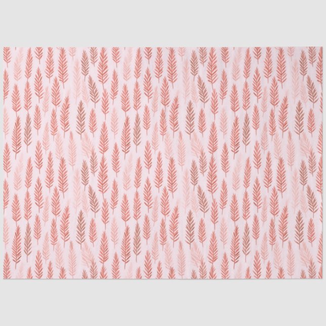 Papier Mousseline Noël des Feuilles de pin rose et blanc (Recto)