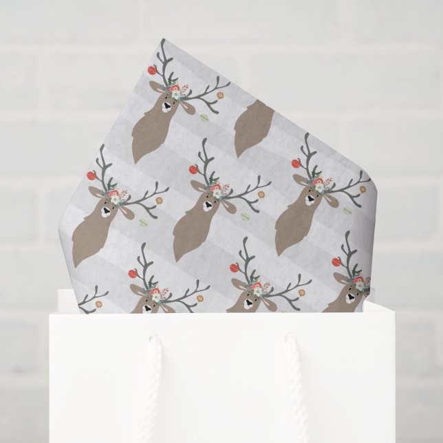 Papier Mousseline Noël des rennes lunaires (Sac cadeau)