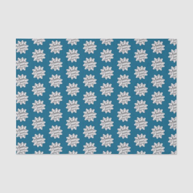 Papier Mousseline Noël des vaches d'argent bleu chic (Recto)