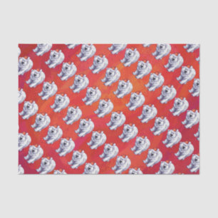 Papier Mousseline Noël d'ours blanc sur le rouge