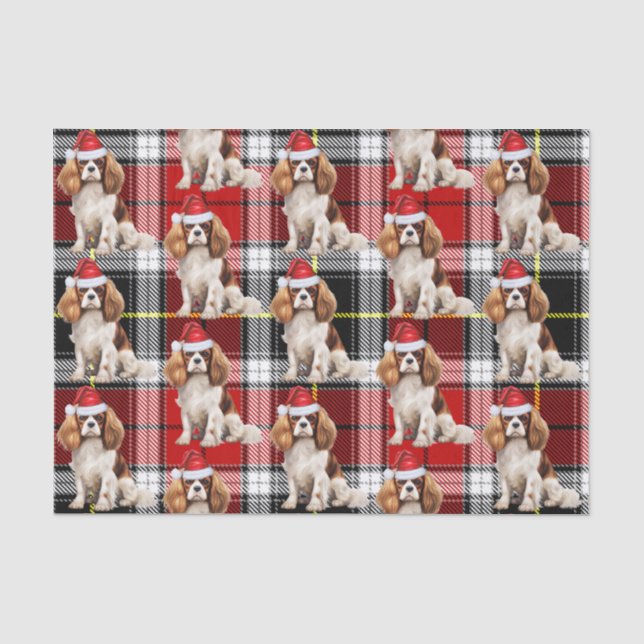 Papier Mousseline Noël du chien espagnol Cavalier King Charles (Recto)
