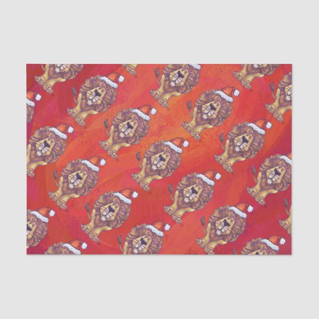 Papier Mousseline Noël du lion en rouge (Recto)